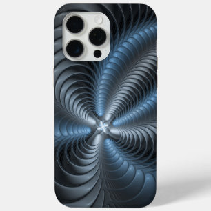 Plastisch Blauw Grijs 3D Fractale Kunst Modern Abs iPhone 15 Pro Max Hoesje