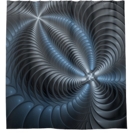 Plastisch blauw-grijs 3D fractale kunst modern abs Douchegordijn (Voorkant)