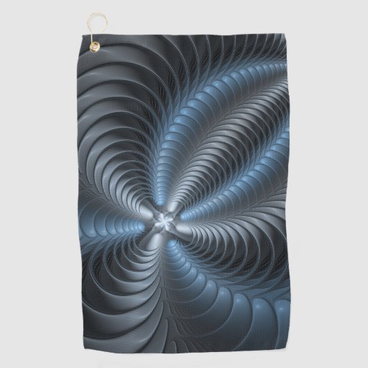 Plastisch blauw grijs 3D fractale kunst modern abs Golfhanddoek (Voorkant)