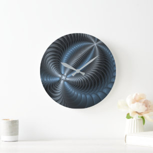 Plastisch Blauw Grijs 3D Fractale Kunst Modern Abs Grote Klok
