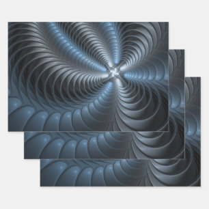 Plastisch blauw grijs 3D fractale kunst modern abs Inpakpapier Vel