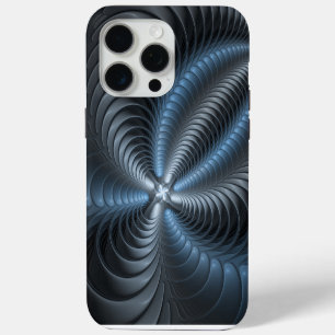 Plastisch Blauw Grijs 3D Fractale Kunst Modern Abs iPhone 15 Pro Max Case