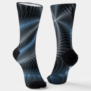 Plastisch blauw grijs 3D fractale kunst modern abs Sokken