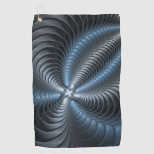 Plastisch Blauw Grijs 3D Fractale Kunst Moderne Ab Golfhanddoek