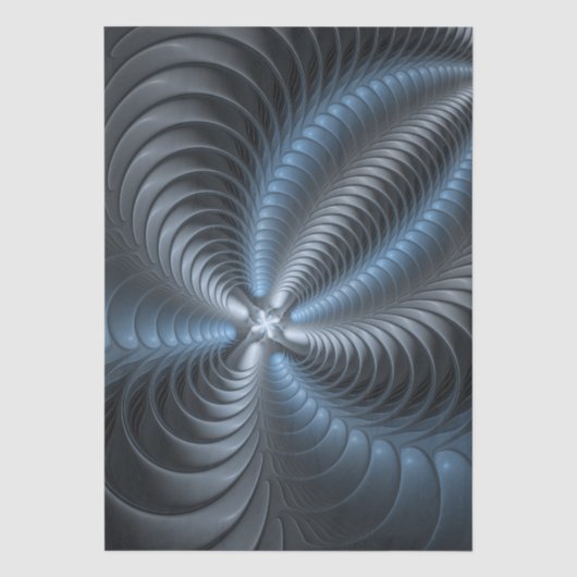 Plastisch Blauw Grijs 3D Fractale Kunst Moderne Ab Tissuepapier (Voorkant)