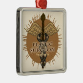 Plastisch Chirurg Caduceus Vierkant Ornament (Rechts)