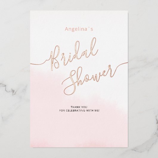 Plat folie bruids douche DANK JE WEL kaart (Voorkant)