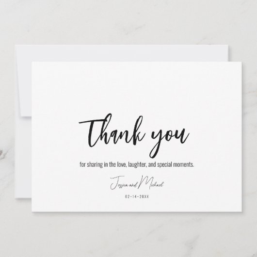 💍Plat minimalistisch Elegant Bedankkaart (Voorkant)