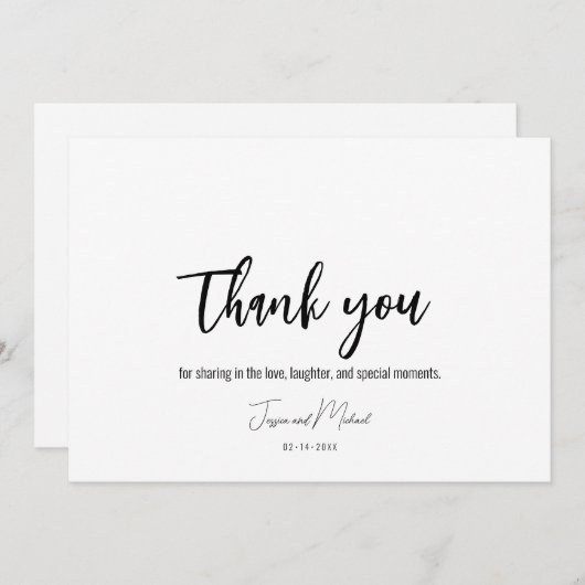 💍Plat minimalistisch Elegant Bedankkaart (Voorkant / Achterkant)