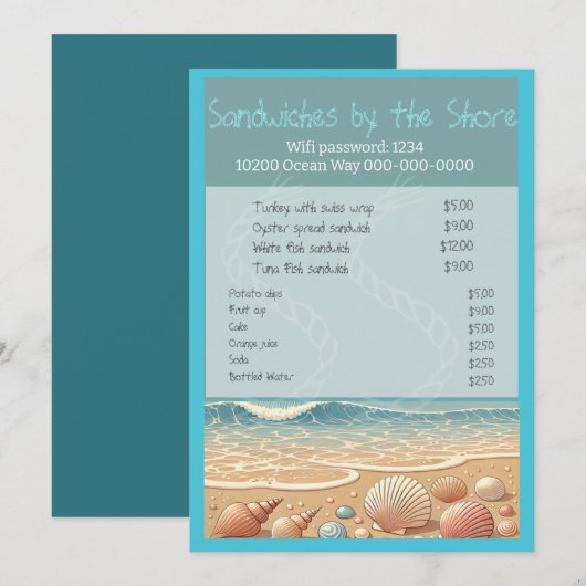 Plat Strand Menu (Voorkant / Achterkant)