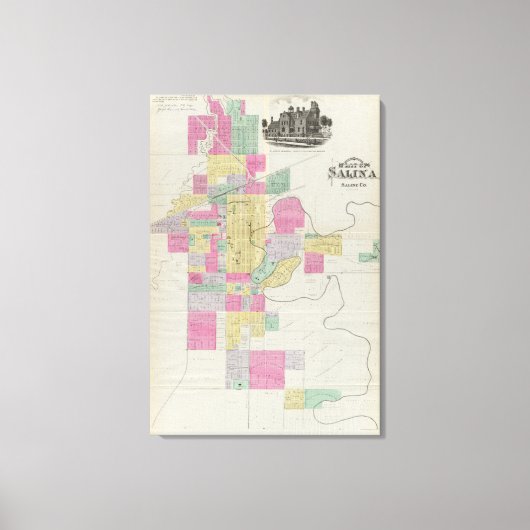 Plat van de stad Salina, Kansas Canvas Afdruk (Voorkant)