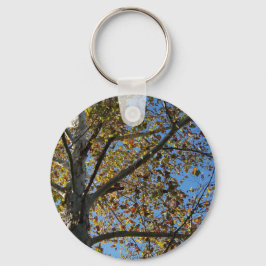 Plataan in de herfst tegen een blauwe lucht sleutelhanger