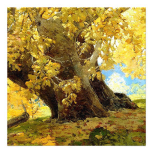 Plataan in de herfst van Edgar Payne Foto Afdruk