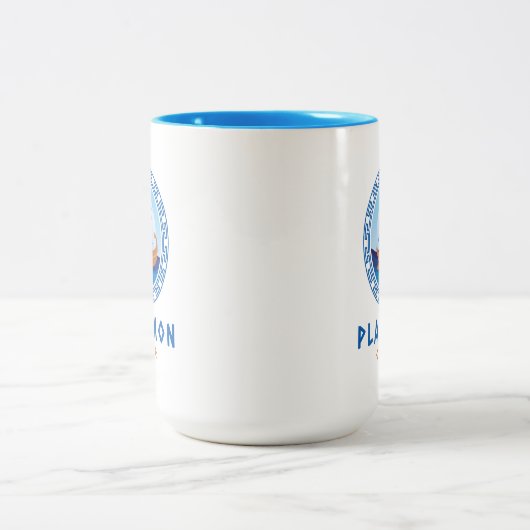 Platamon, Griekenland Grieks scheepsontwerp Tweekleurige Koffiemok (Center)