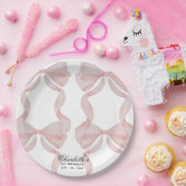 plate Pink Bow Paper Plate 1st birthday Papieren Bordje (Feest)