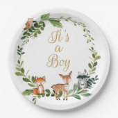 Plate Woodland baby shower, woodland animals baby  Papieren Bordje (Voorkant)