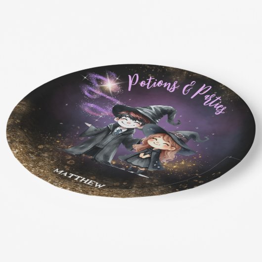 PLATEN Heksen en tovenaars Aangepast verjaardagsfe Papieren Bordje (Gekanteld)