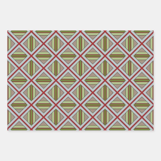 Platen in rood, groen en grijs inpakpapier vel (Voorkant)
