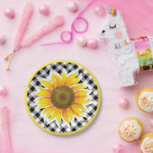 Platen met borden van zonnebloempapier papieren bordje (Feest)
