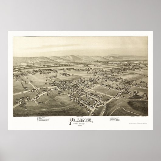 Platen, PA Panorama Kaart - 1892 Poster (Voorkant)