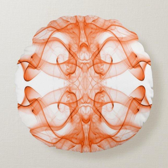 Platen van Oranje rook op wit Rond Kussen (Voorkant)