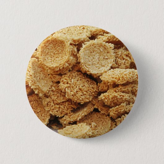 Platen van rijst ~ Aziatische zoetwaren Ronde Button 5,7 Cm (Voorkant)