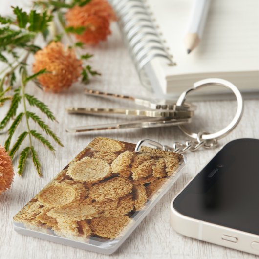 Platen van rijst ~ Aziatische zoetwaren Sleutelhanger (Voorkant Rechts)