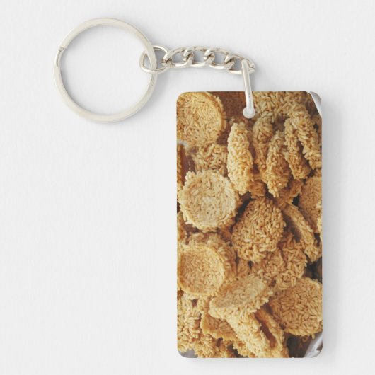 Platen van rijst ~ Aziatische zoetwaren Sleutelhanger (Voorkant)