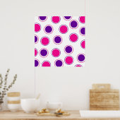 Platen van warme roze en Paarse poka Concentrieke  Poster (Keuken)