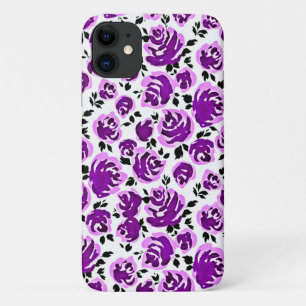 Platen van witte violette rozen Case-Mate iPhone case
