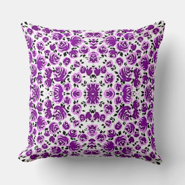 Platen van witte violette rozen kussen (Voorkant)