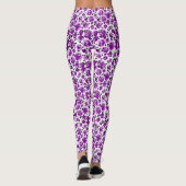 Platen van witte violette rozen leggings (Achterkant)