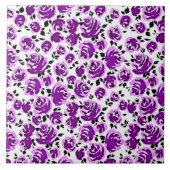 Platen van witte violette rozen tegeltje (Voorkant)