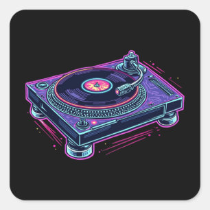 Platenspeler  Audio LP Vinyl Record Player Vierkante Sticker