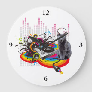 Platenspeler DJ Pumpin Music Cat Grote Klok