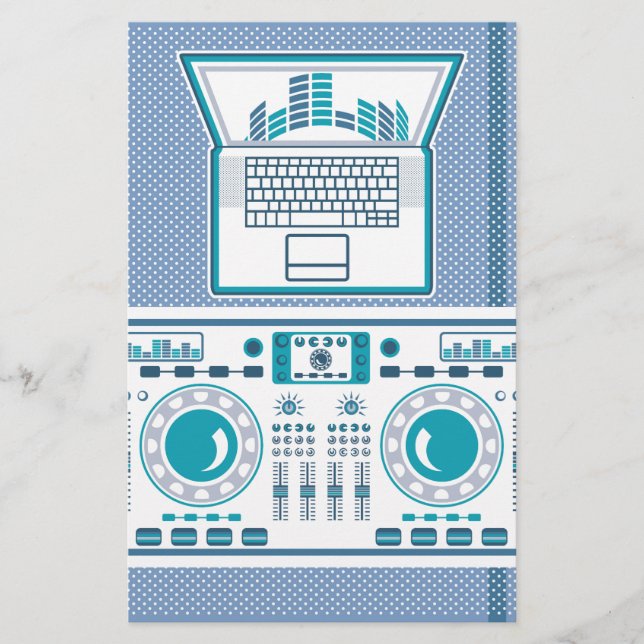 Platenspeler met DJ-apparaatvector voor laptop (Voorkant)