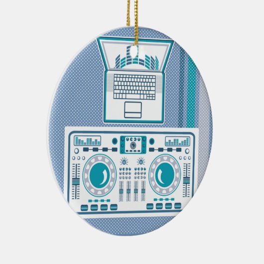 Platenspeler met DJ-apparaatvector voor laptop Keramisch Ornament (Rechts)