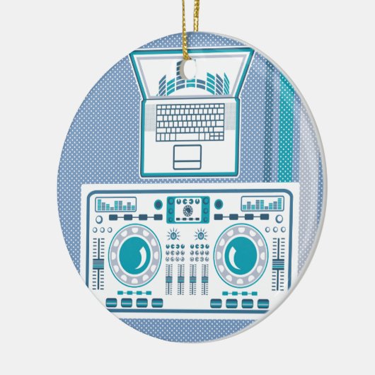 Platenspeler met DJ-apparaatvector voor laptop Keramisch Ornament (Links)