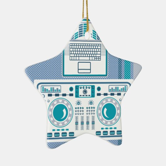 Platenspeler met DJ-apparaatvector voor laptop Keramisch Ornament (Rechts)