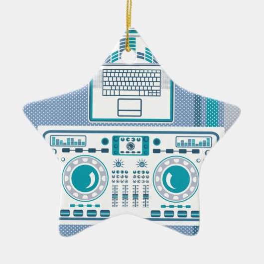 Platenspeler met DJ-apparaatvector voor laptop Keramisch Ornament (Voorkant)