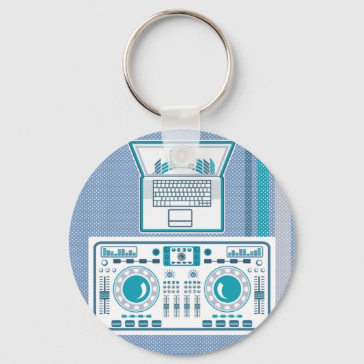 Platenspeler met DJ-apparaatvector voor laptop Sleutelhanger (Voorkant)