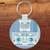 Platenspeler met DJ-apparaatvector voor laptop Sleutelhanger (Voorkant)