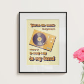 Platenspeler met liefde gerelateerde tekst. poster