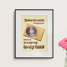 Platenspeler met liefde gerelateerde tekst. poster
