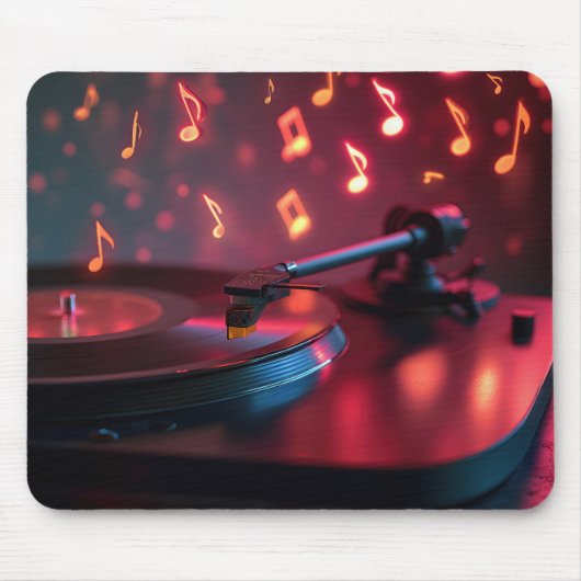 Platenspeler met neondansbriefjes muismat (Voorkant)