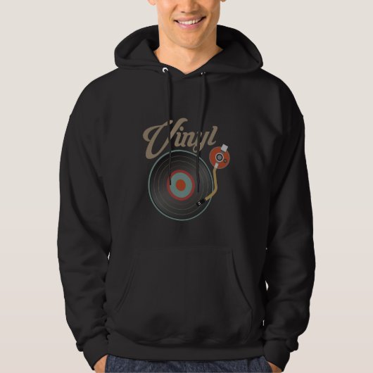 Platenspeler met vinylrecord Stijl Muziek Retro Re Hoodie (Voorkant)