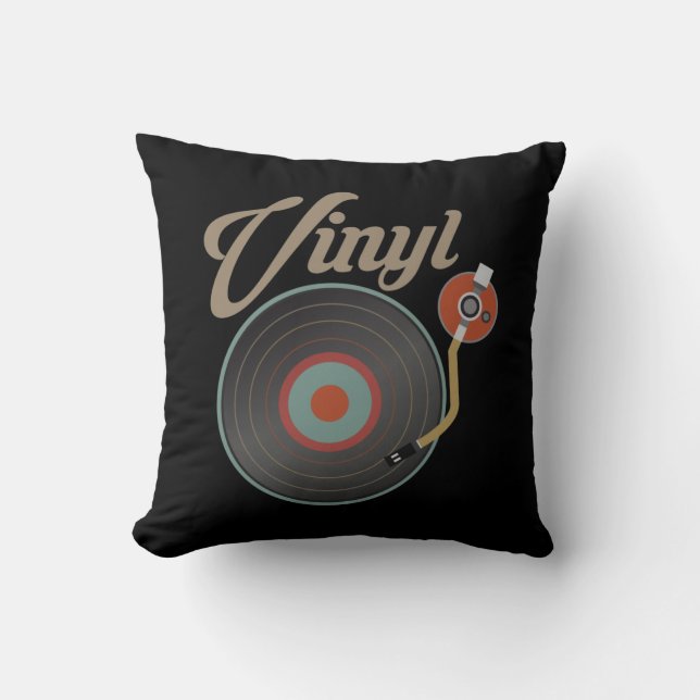 Platenspeler met vinylrecord Stijl Muziek Retro Re Kussen (Voorkant)