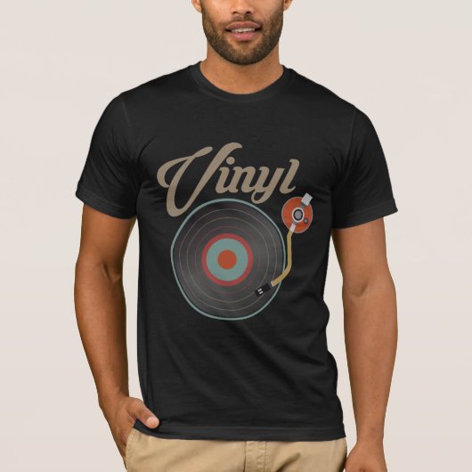 Platenspeler met vinylrecord Stijl Muziek Retro Re T-shirt (Voorkant)