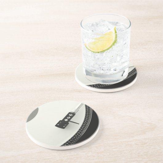 Platenspeler Needle Record Player Zandsteen Onderzetter (Zijkant)