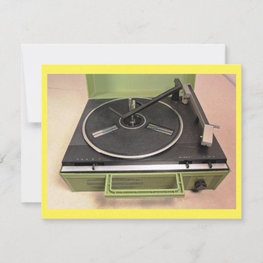Platenspeler Record Player Retro Tech Listparty Kaart (Voorkant)